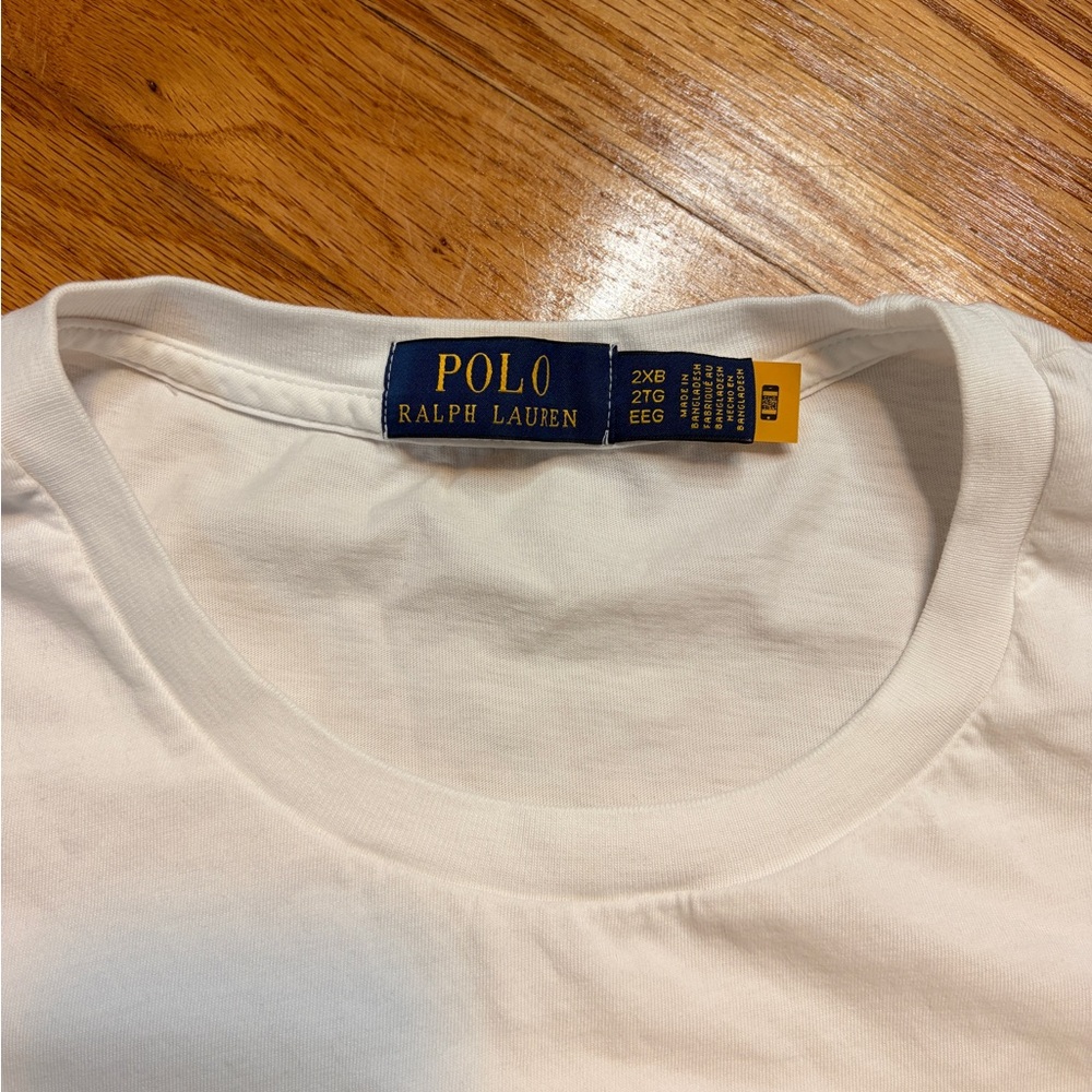 Polo Ralph Lauren Big & Tall White COLLEGE VARSITY BEAR Pocket T Shirt - Picture 7 of 11